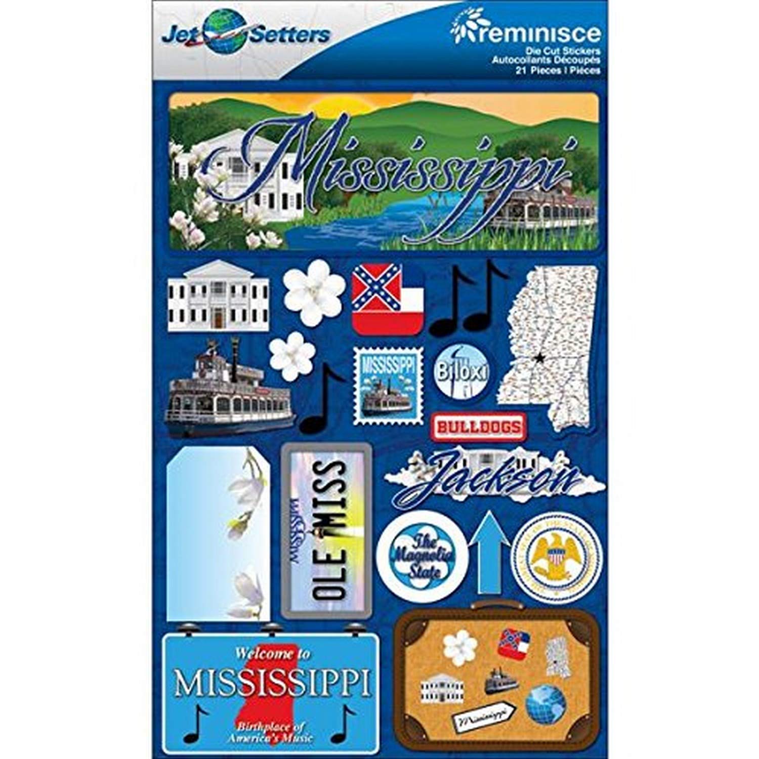 Reminisce Jet Setters Dimensional Stickers-Mississippi
