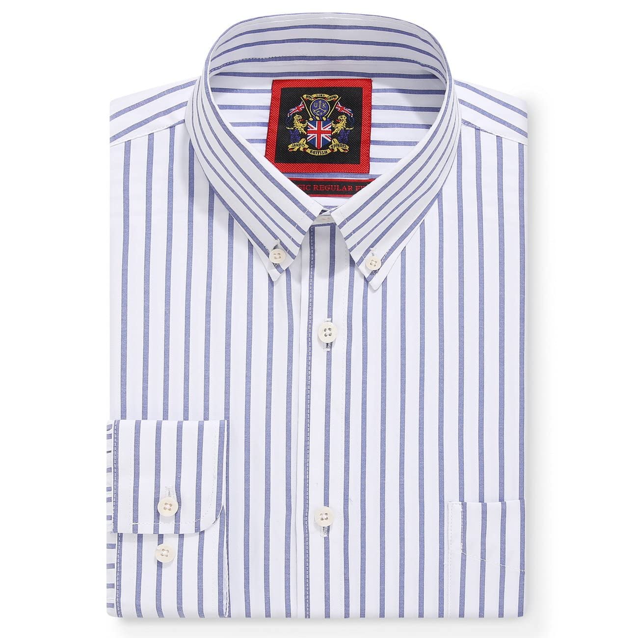 Janeo British Apparel Nos Tibi Serviat Uk Co Men's Ocean Blue The Elizabeth White Stripe Oxford Shirt For ,Button Down Collar Work Office Or Casual Shirts,By Janeo British Apparel. (, 2XL)