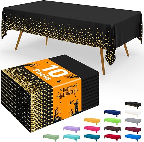 Miniatura 9 de Smiry - Juego de 6 manteles desechables, manteles rectangulares impermeables de 54 x 108 pulgadas para fiestas, mantel de plástico decorativo, a