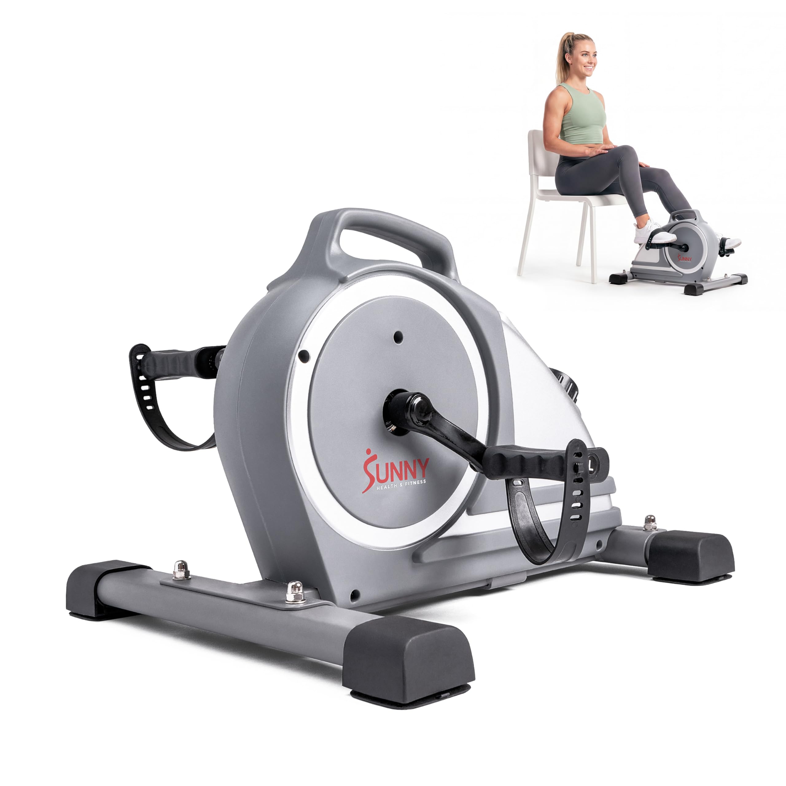 Sunny Health & Fitness Bike Da Allenamento Intelligente, Mini Cyclette Da Scrivania Con Doppia Funzione Per Anziani, Allenamento Cardio A Casa, Opzionale Con App Gratuita SunnyFit E Sistema Magnetico