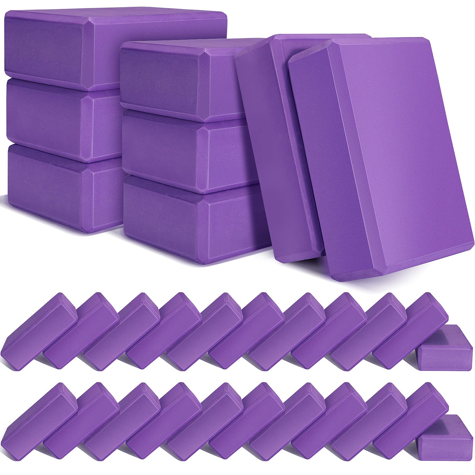 Lenwen 30 blocchi da yoga viola 20 x 15 x 3 cm in schiuma EVA antiscivolo e leggeri blocchi da ginnastica ad alta densità per yoga, stretching, danza, pilates, meditazione accessori