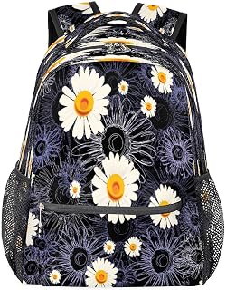 Mochilas escolares leves para meninos e meninas, adolescentes, margarida, flor, abstrata, à prova d'água, 40,64 cm, para viagem, laptop, mochila casual, adequada para homens e mulheres, trabalho, viagens, caminhadas, acampamento, Multicor, Medium