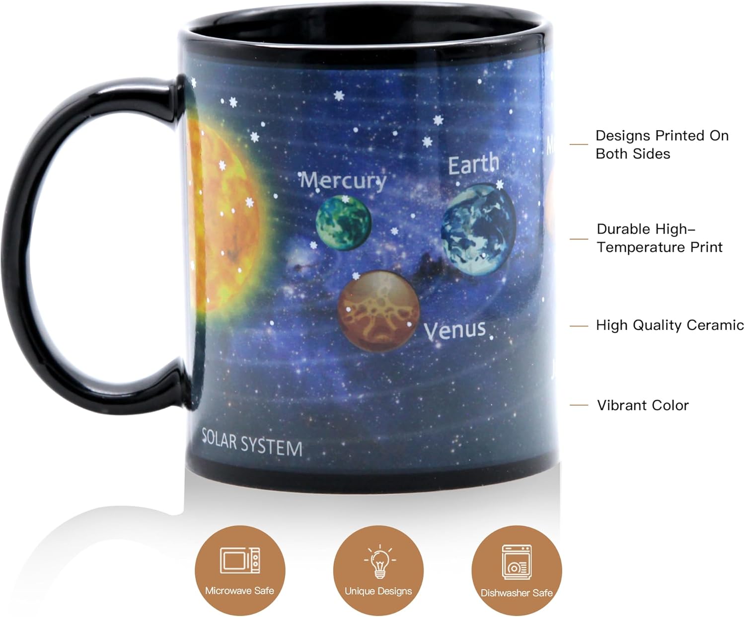 Color Changing Coffee Mug with Solar System Design - Astronomy Gifts for Kids, Students & Teachers - Space Themed Gifts - Heat Changing Mug Made of Premium Ceramic(12oz) (Blue) - Image 3