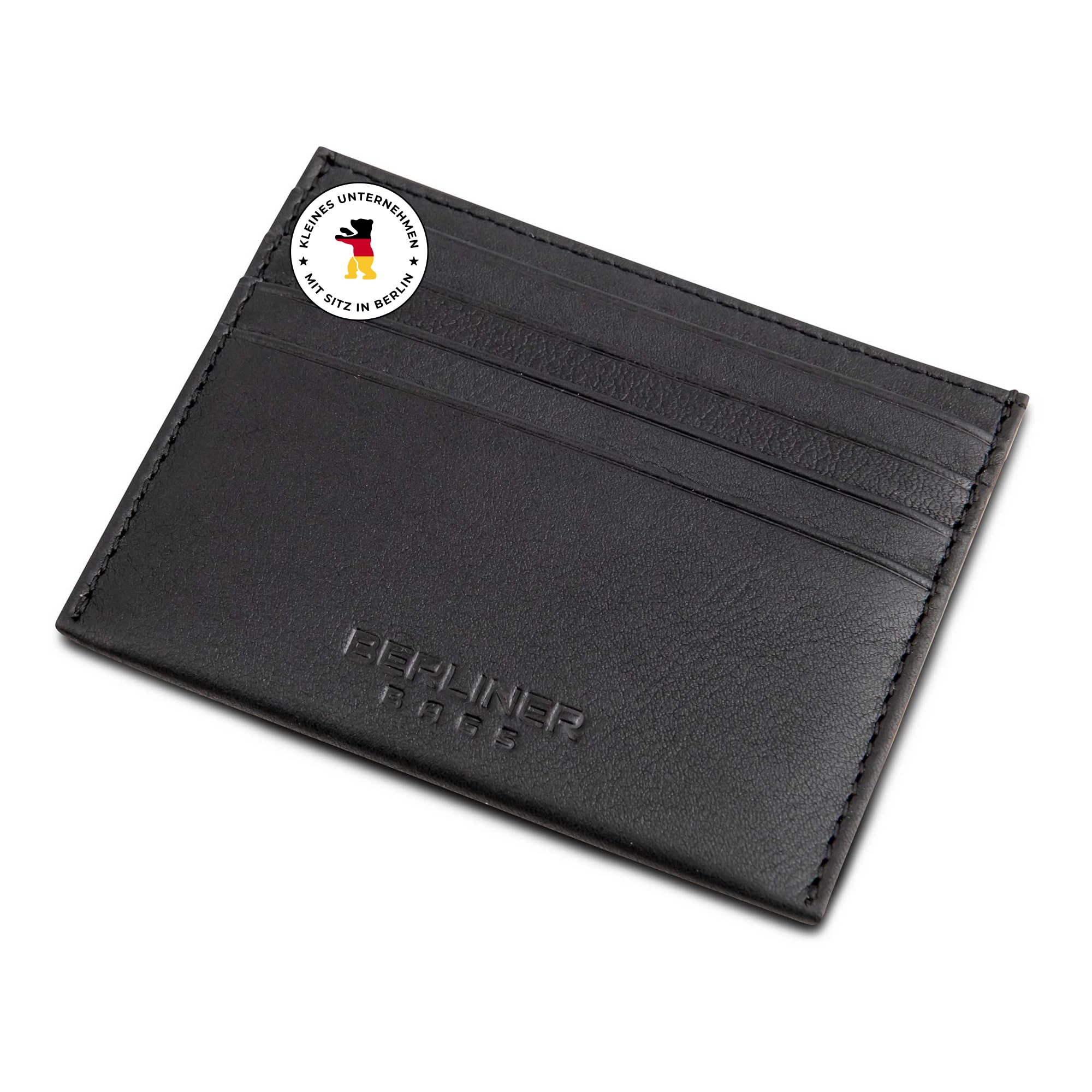 Berliner Bags Premium Kartenetui aus Leder, Slim Kreditkartenetui mit RFID-Schutz und Geschenkbox, für Herren und Damen - Schwarz