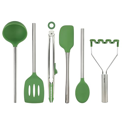 Tovolo Silicone Cooking Utensil Set of 6 Pesto Green Ladle
