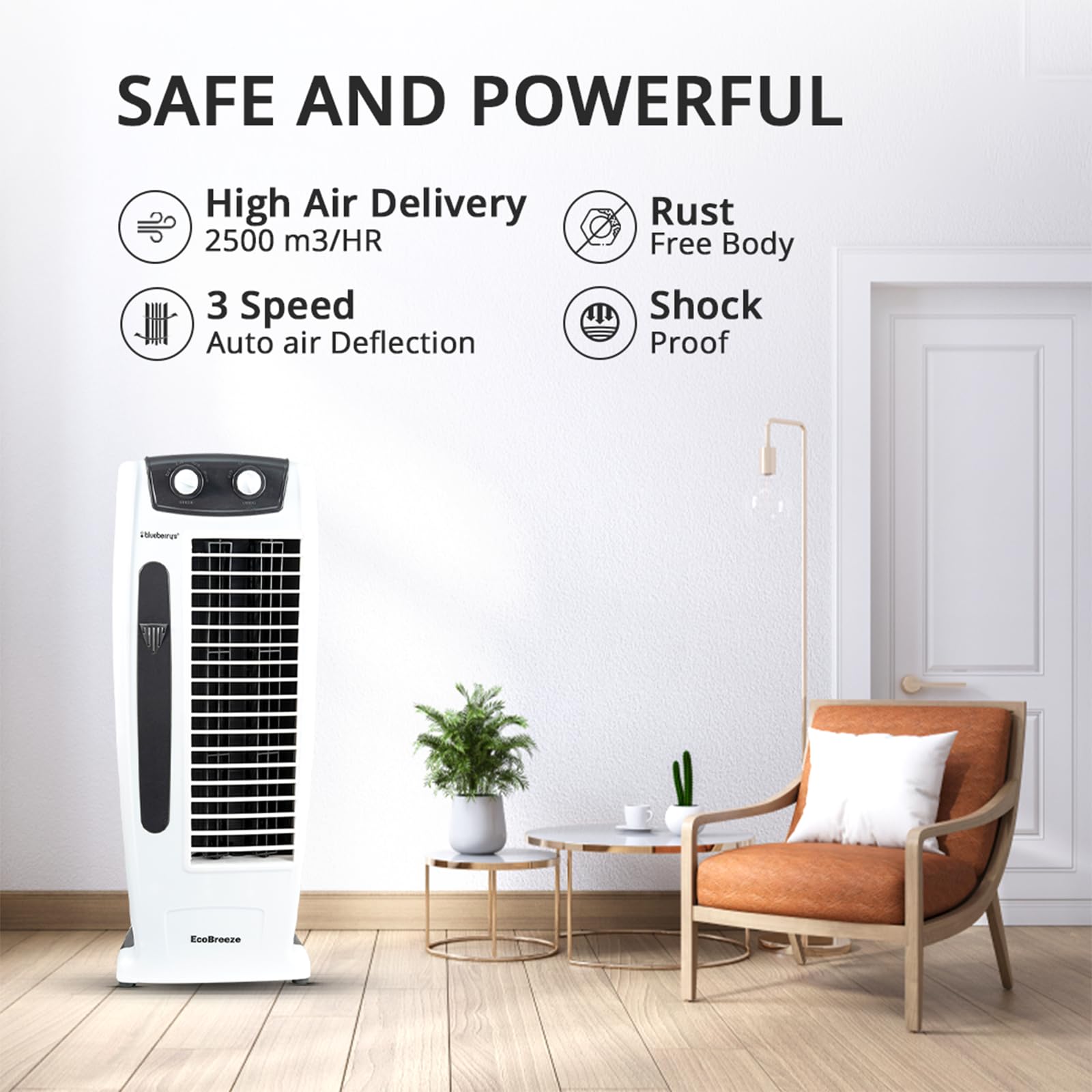 blueberry's ๐ง๐ผ๐๐ฒ๐ฟ ๐๐ฎ๐ป - with powerful air throw, 25-Feet Air Delivery, Low Power Consumption, 4-way Air flow and Anti-Rust Body, High Speed Tower fan for home and office 1
