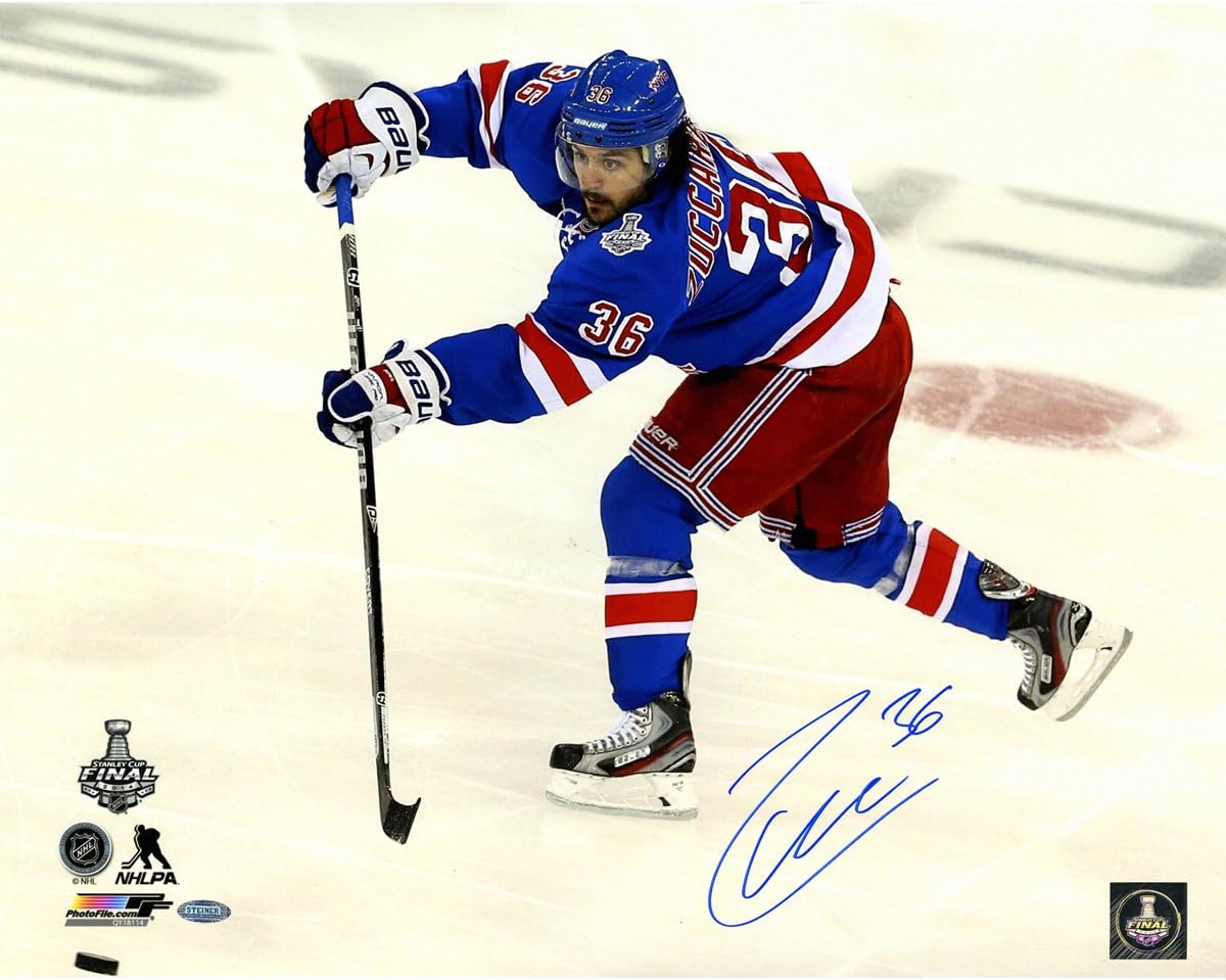 Mats Zuccarello Hand Signed New York Rangers Stanley Cup Finals Blue Jersey Wrist Shot 16 inch x