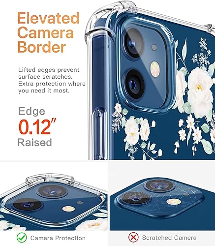 Miniatura 5 de RoseParrot - Funda para iPhone 12 y iPhone 12 Pro con protector de pantalla + soporte de anillo + bolsa impermeable, transparente con diseño de