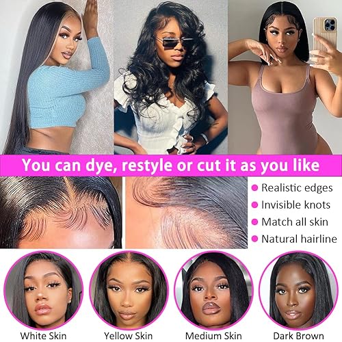 Miniatura 6 de Pelucas de cabello humano lacio 4x4 para mujer, pelucas de cierre de encaje HD, 180% de densidad, pelucas sin pegamento, pelucas de cabello humano
