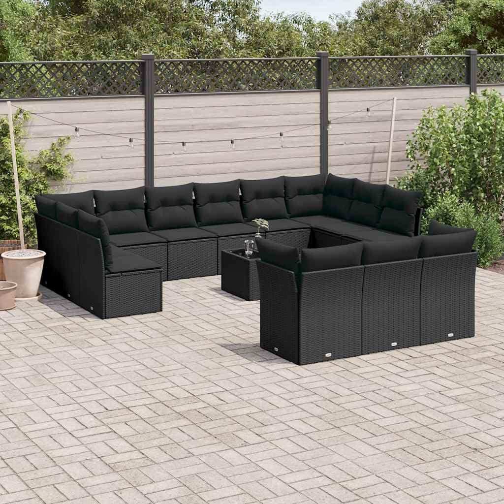 Zestaw z polirattanu na taras i patio czarny 109.4 cm