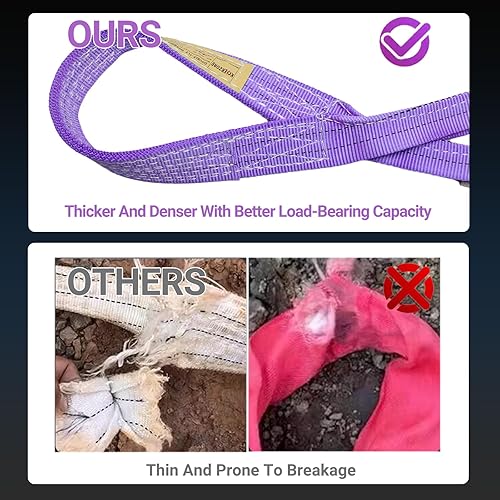 Miniatura 6 de Paquete de 2 correas de elevación resistentes de 1.2 x 8 pies, 2200 libras de capacidad, juego de eslingas para elevación, aparejo y elevación