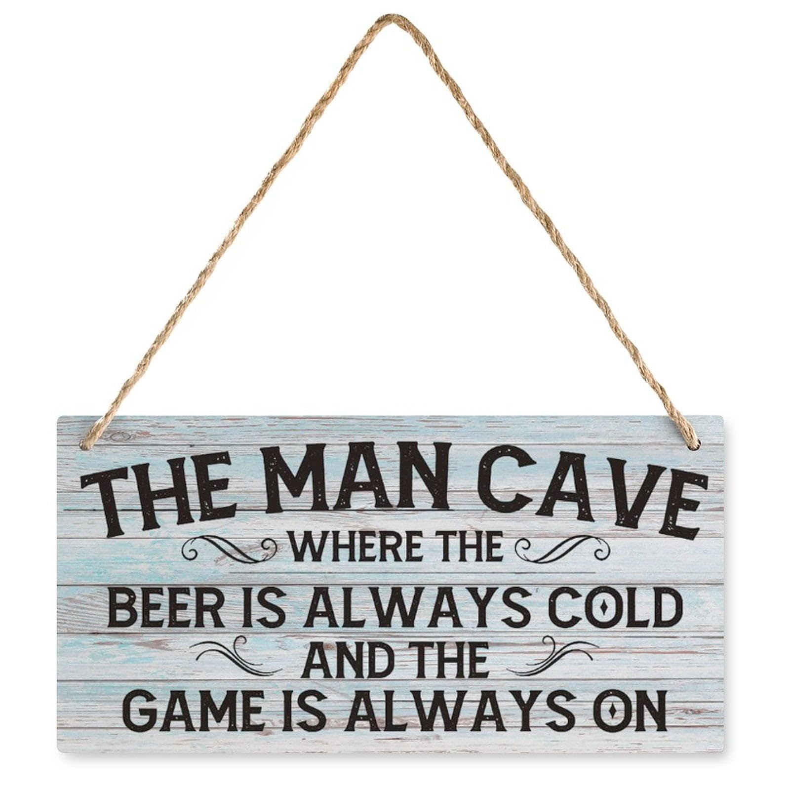 Man Cave Wood Sign - The Man Cave Where The Air is Always Cold | Funny Hanging Plaque for Front Door & Porch | Perfect for Man Caves | 12X6 Inch