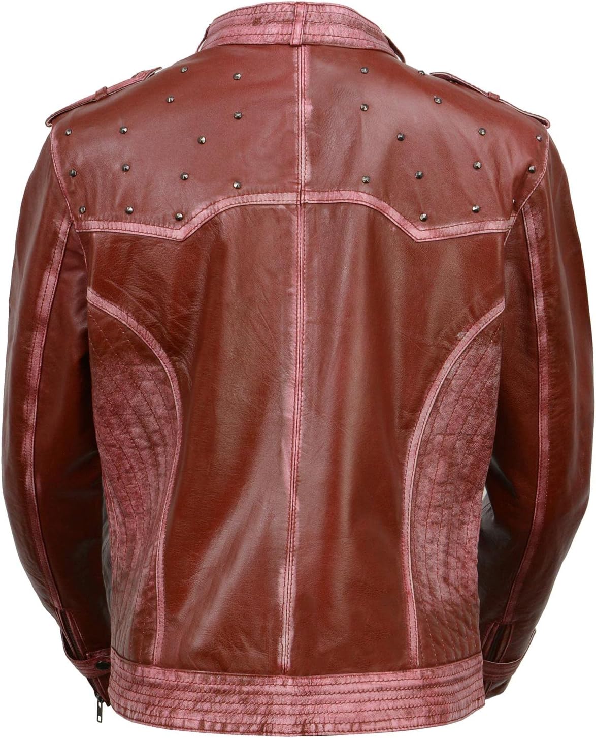 Milwaukee Leather SFL2840 Women's Maiden Maroon Premium Sheepskin Motorcycle Fashion Leather Jacket with Studs