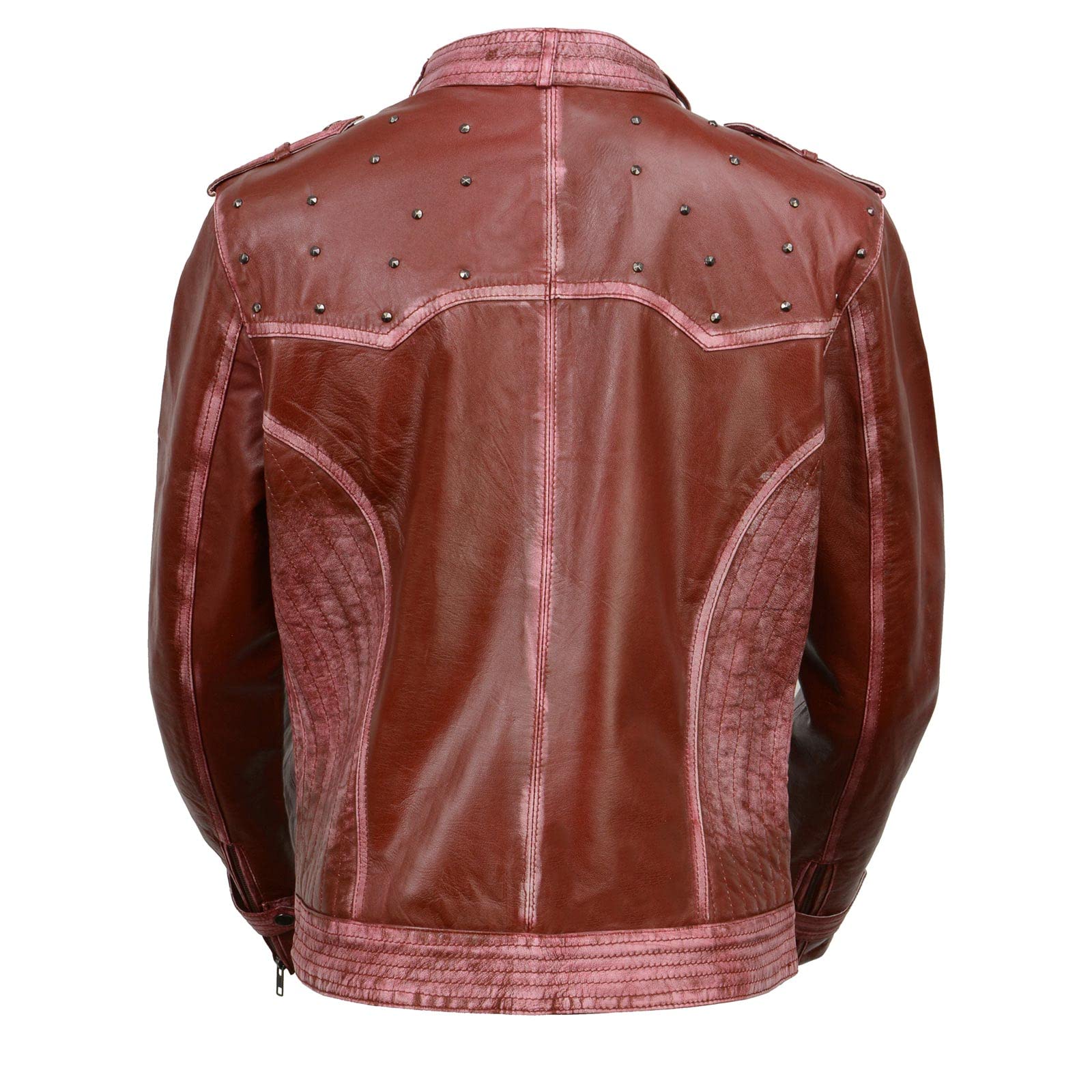 Milwaukee Leather SFL2840 Women's Maiden Maroon Premium Sheepskin Motorcycle Fashion Leather Jacket with Studs - 2X-Large