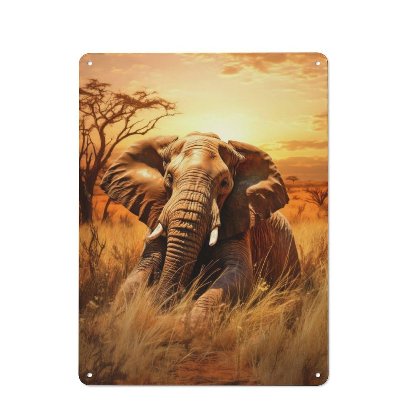 Junmoney Majestic Elephant For Garden Room Or Summerhouse, Vintage Tin Sign 40X30cm, A Metal Wall Feature For Garden Rooms And Summerhouses