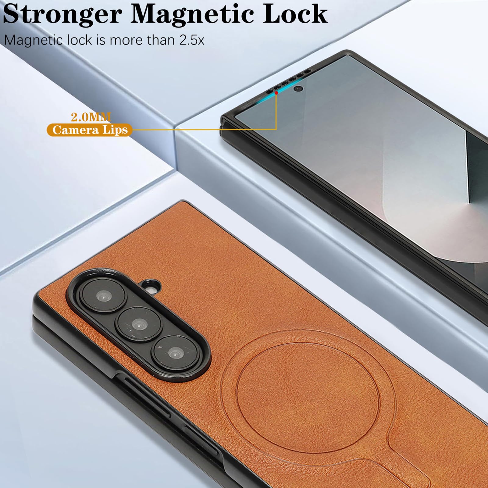 Magnetyczne etui do Samsung Galaxy Z Fold 8 Ultra, styl biznesowy, skórzane, bezprzewodowe, ładowanie, odporne na wstrząsy, smukła obudowa, TPU, przednia rama, podwyższona krawędź (czerwony)