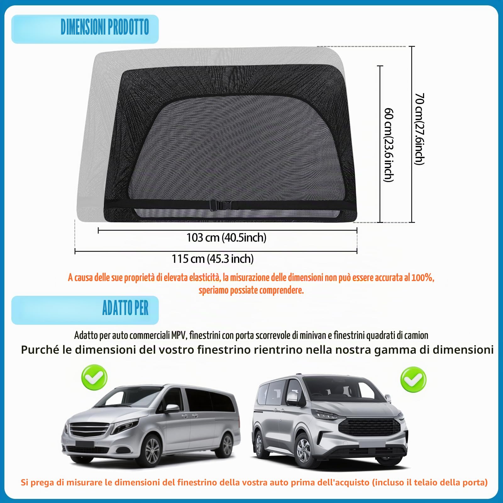 ZATOOTO Tendine Parasole Auto Per Porte Scorrevoli, Parasole Lunotto Posteriore Auto, Oscura Vetri Auto Per MPV, 2 Pezzi