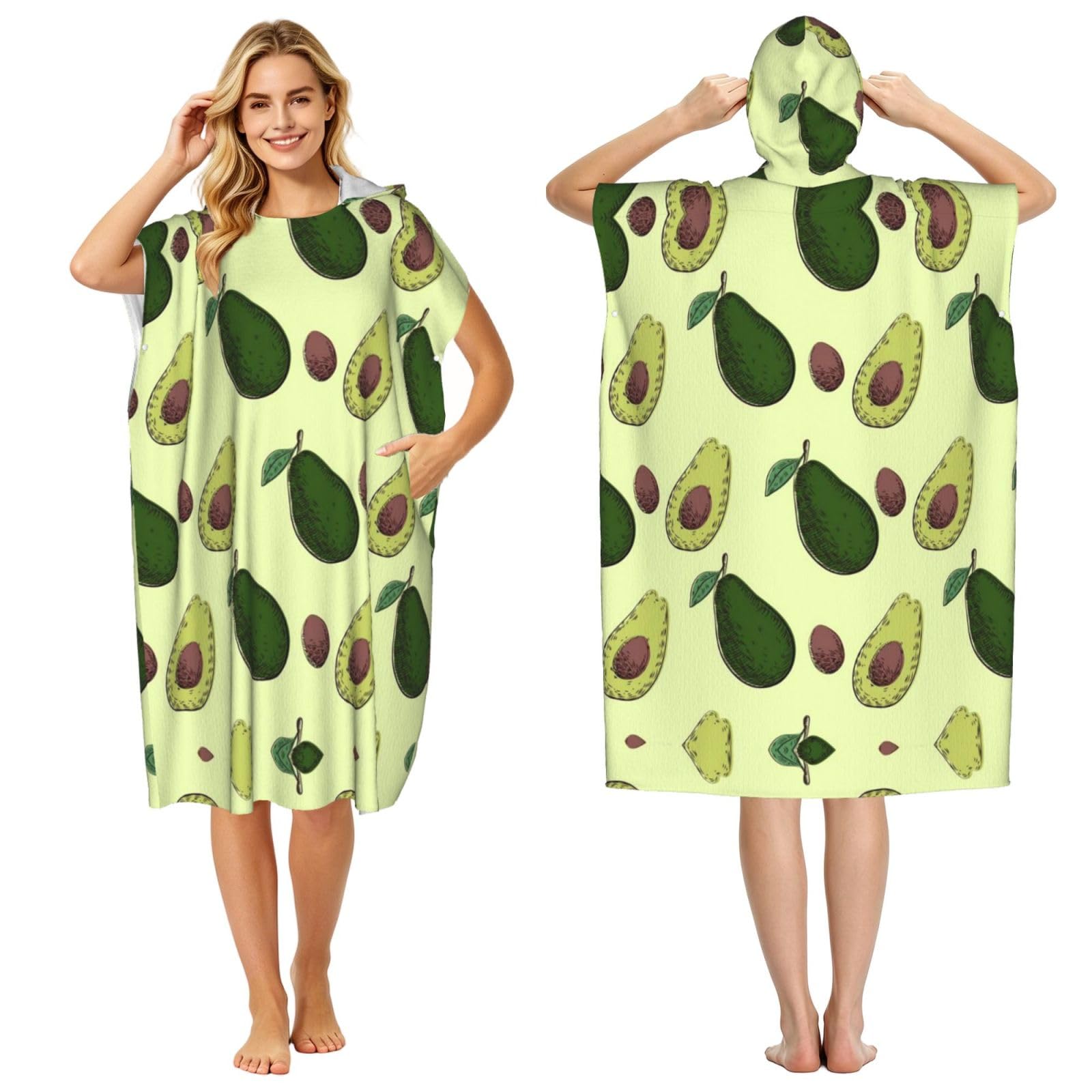 Serviette de plage poncho avocat pour le surf et été