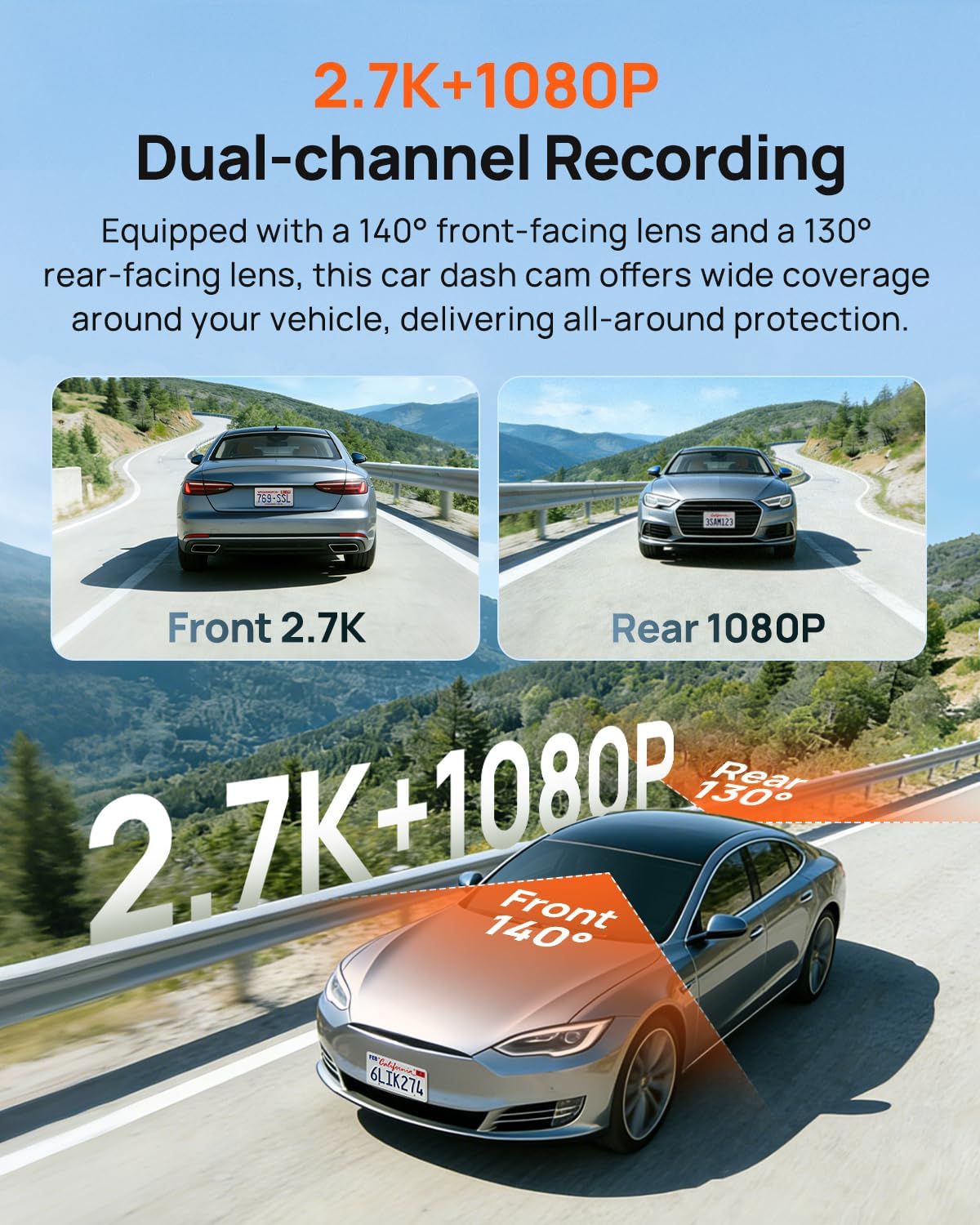 70mai Dash Cam Front and Rear A510,1944P+1080P with STARVIS 2 IMX675 and 64GB Card, Dash Camera for Cars, 4G LTE Support, ADAS, Built-in GPS WiFi, APP Control, HDR, 24H Parking Mode, Loop Recording - Image 4