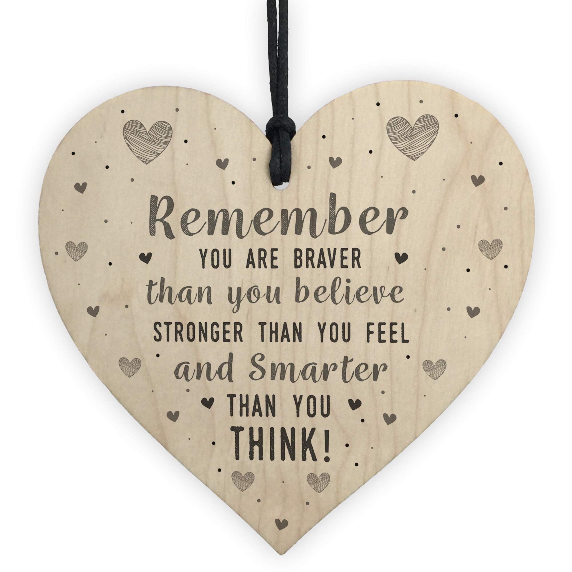 Red Ocean Stronger Inspirational Wood Heart Friendship Gifts Quote Butterfly Love Sign