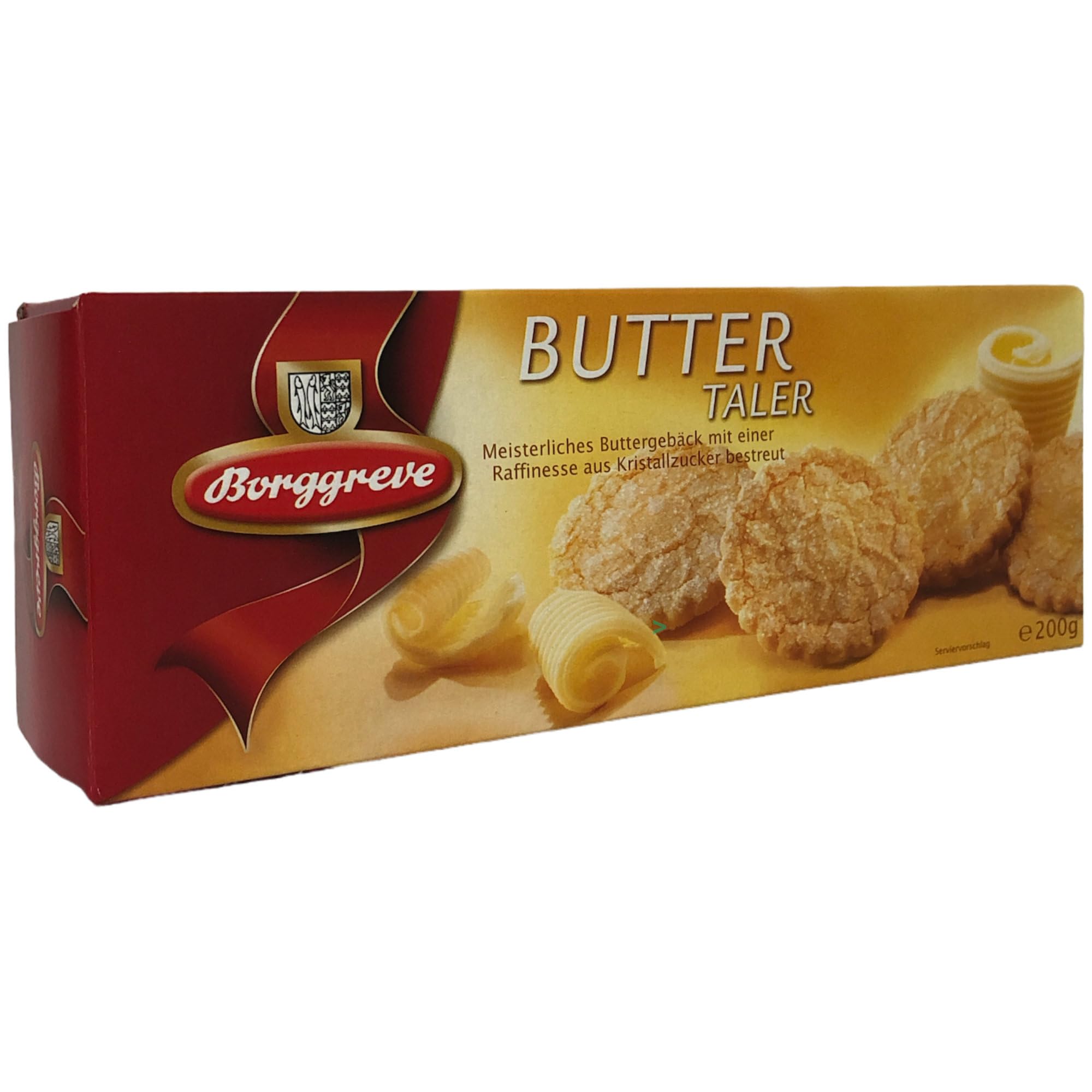 Borggreve Buttertaler Meisterliches Buttergebäck mit Kristallzucker bestreut VPE (24x200g Packung) + usy Block