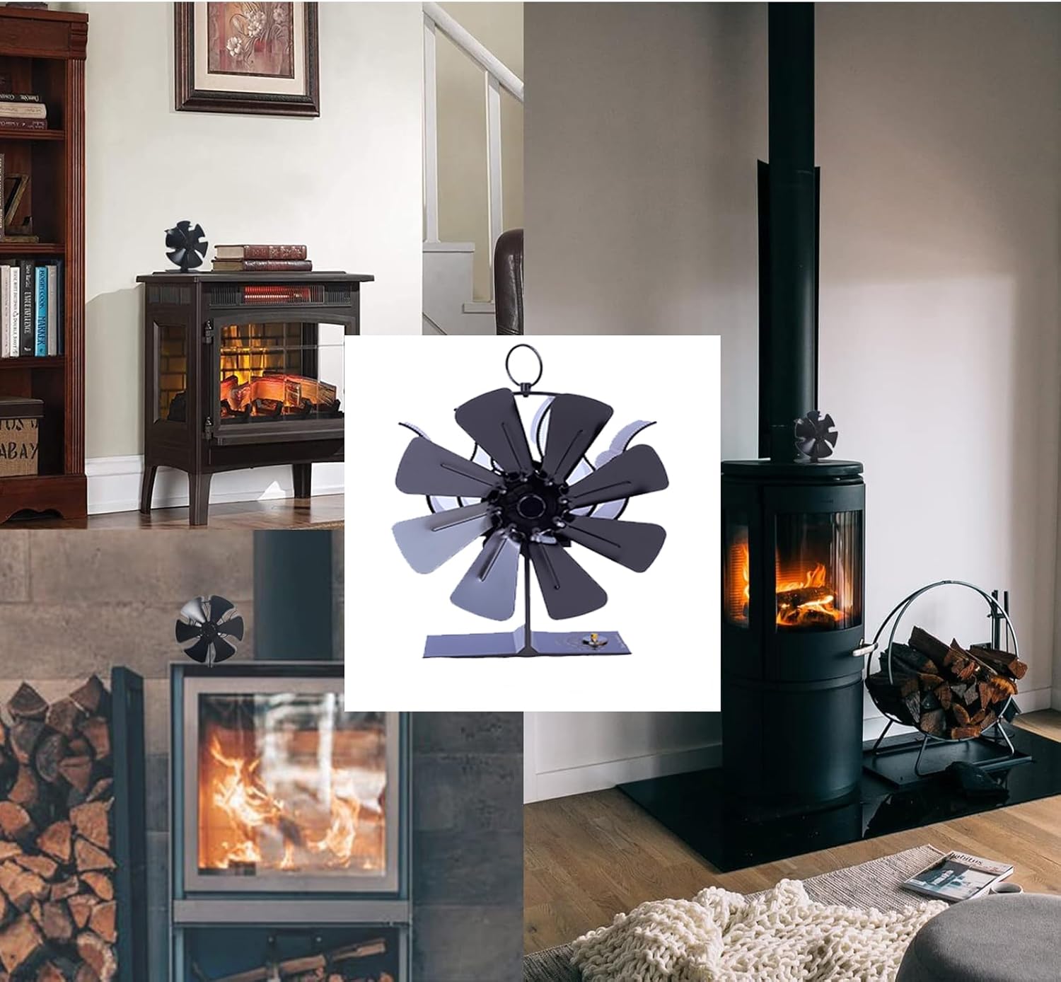 Melede 8-Blade Heat Powered Stove Fan for Wood/Log Burner/Fireplace increases 80% more warm air than 2 blade fan