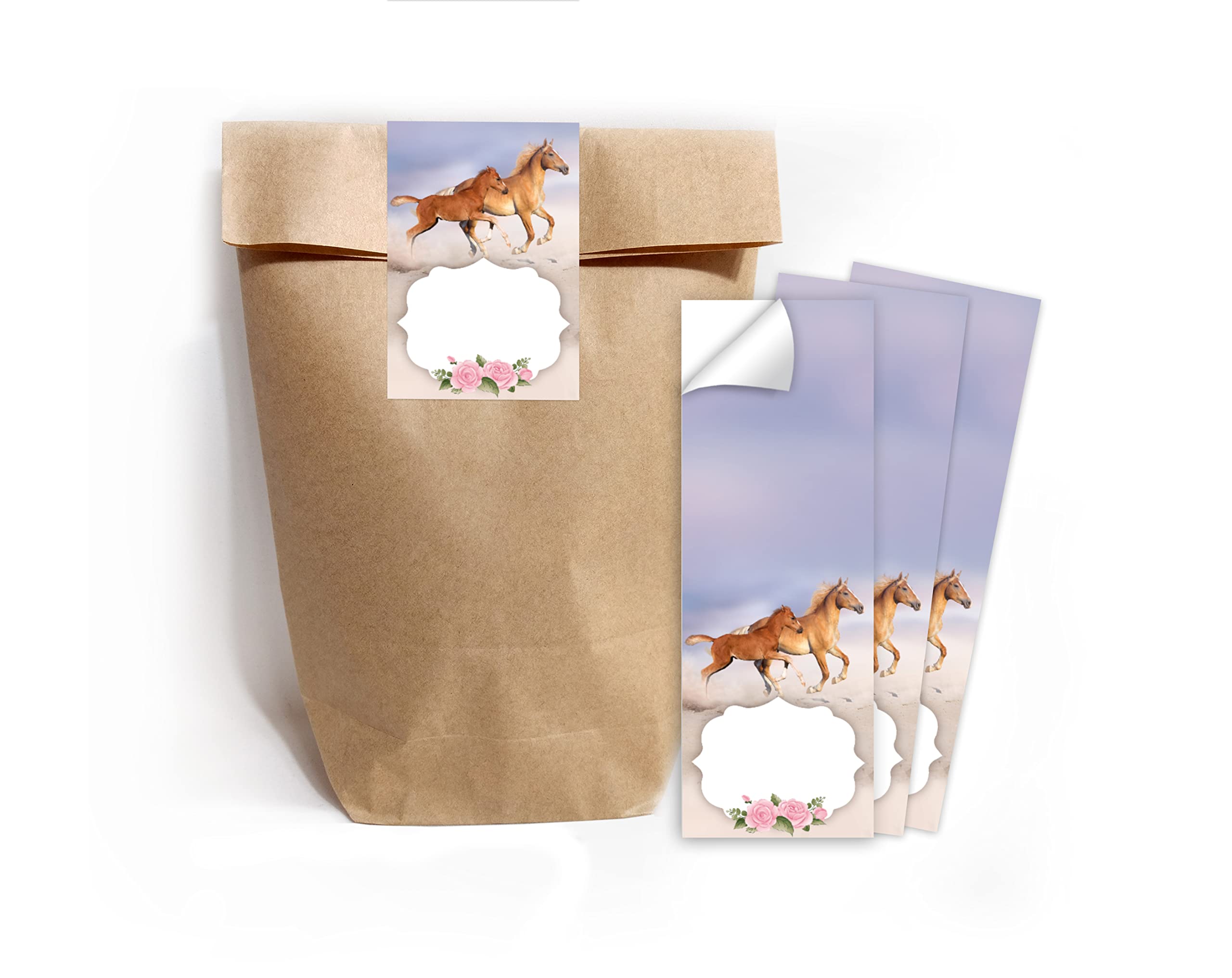 Lot De 12 Cartes D'invitation Anniversaire Fille Avec Cheval - Inclut Enveloppes, Sachets Et Autocollants - 10
