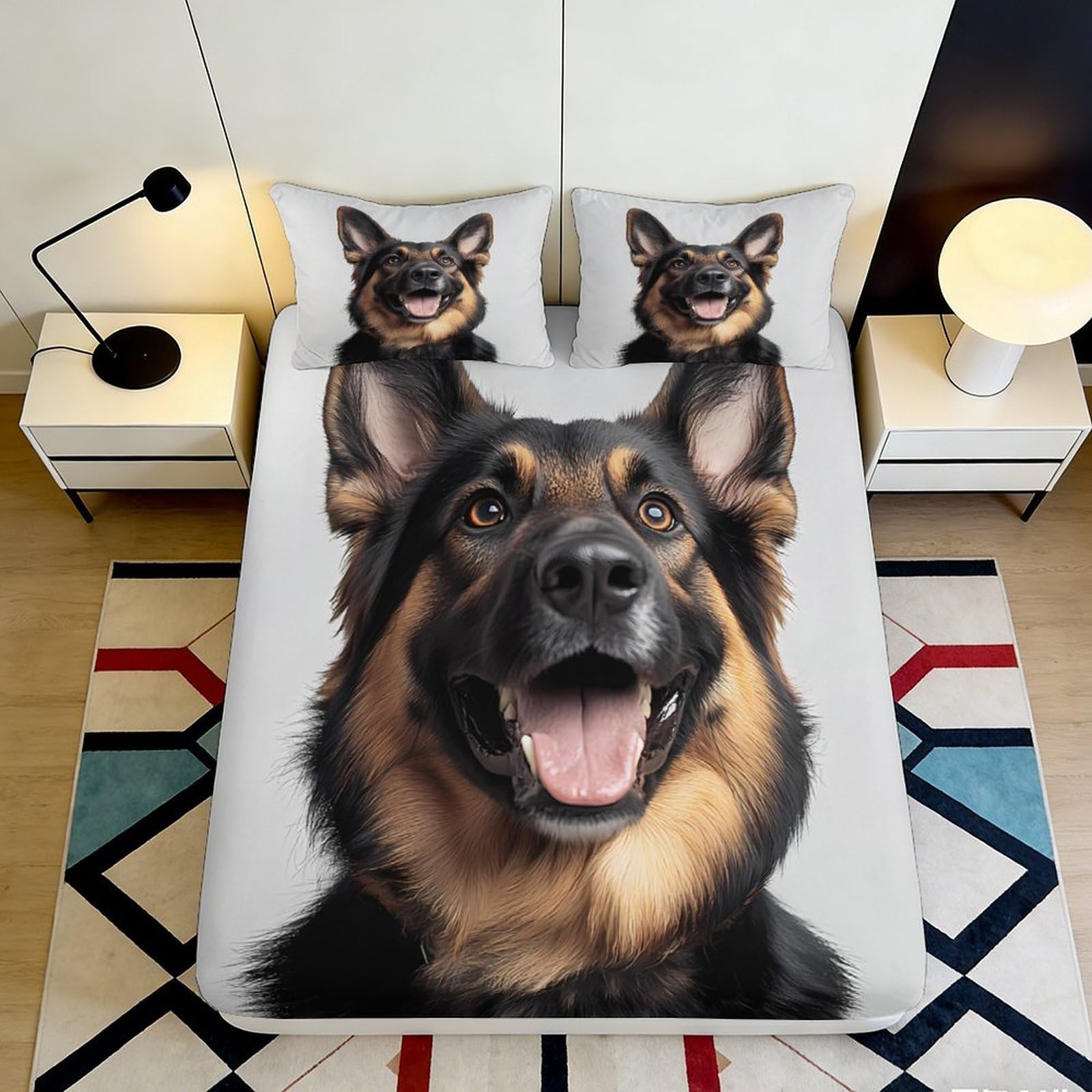 Jqzkxnhpbr Style-7 3D Printed German Shepherd Fitted Sheet Microfiber Soft Anti-Slip Dog Pattern Mattress Cover For Bedroom Guest Room Decor 90X200x25cm
