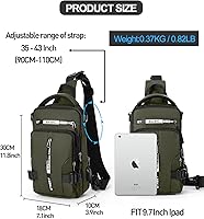 Vista 45 de Mochila cruzada pequeña negra para hombre y mujer, H-Negro, S, Moda