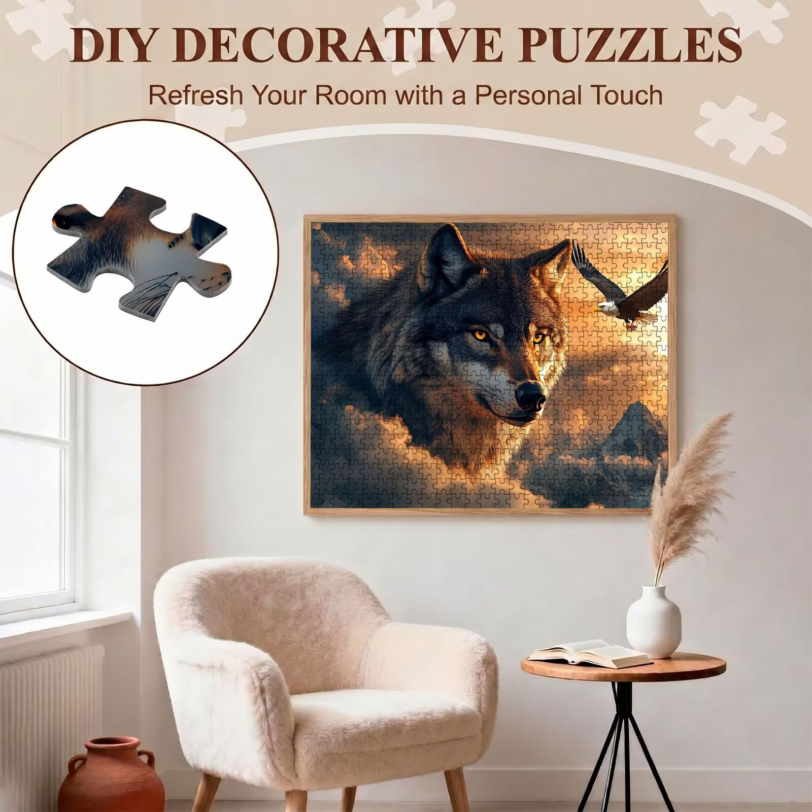 Puzzle 2000 Pezzi Classici, Puzzle Lupo aquila 99 x 70 cm, Gioco Educativo e Antistress in Legno con Poster Incluso, Ttività DIY per Famiglia, Regalo per Appassionati, Decor Parete Casa, f0-608