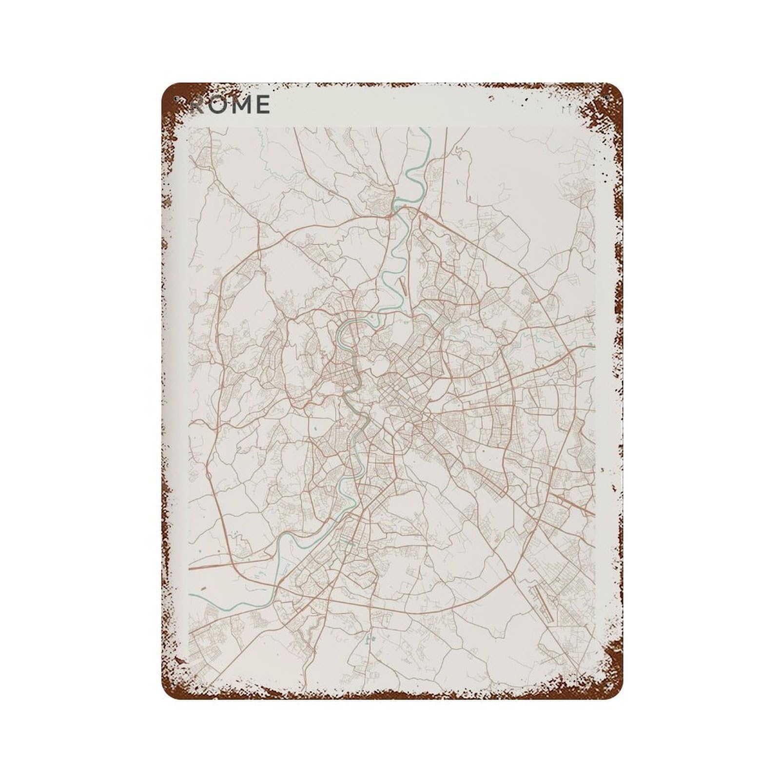 xiaoxiaoshen Rome Map City Travel Italy Wall Decor Art Metal Tin Poster Modern Home Decor Art Home Bar Shop Decorations Vintage Sign 40x30cm