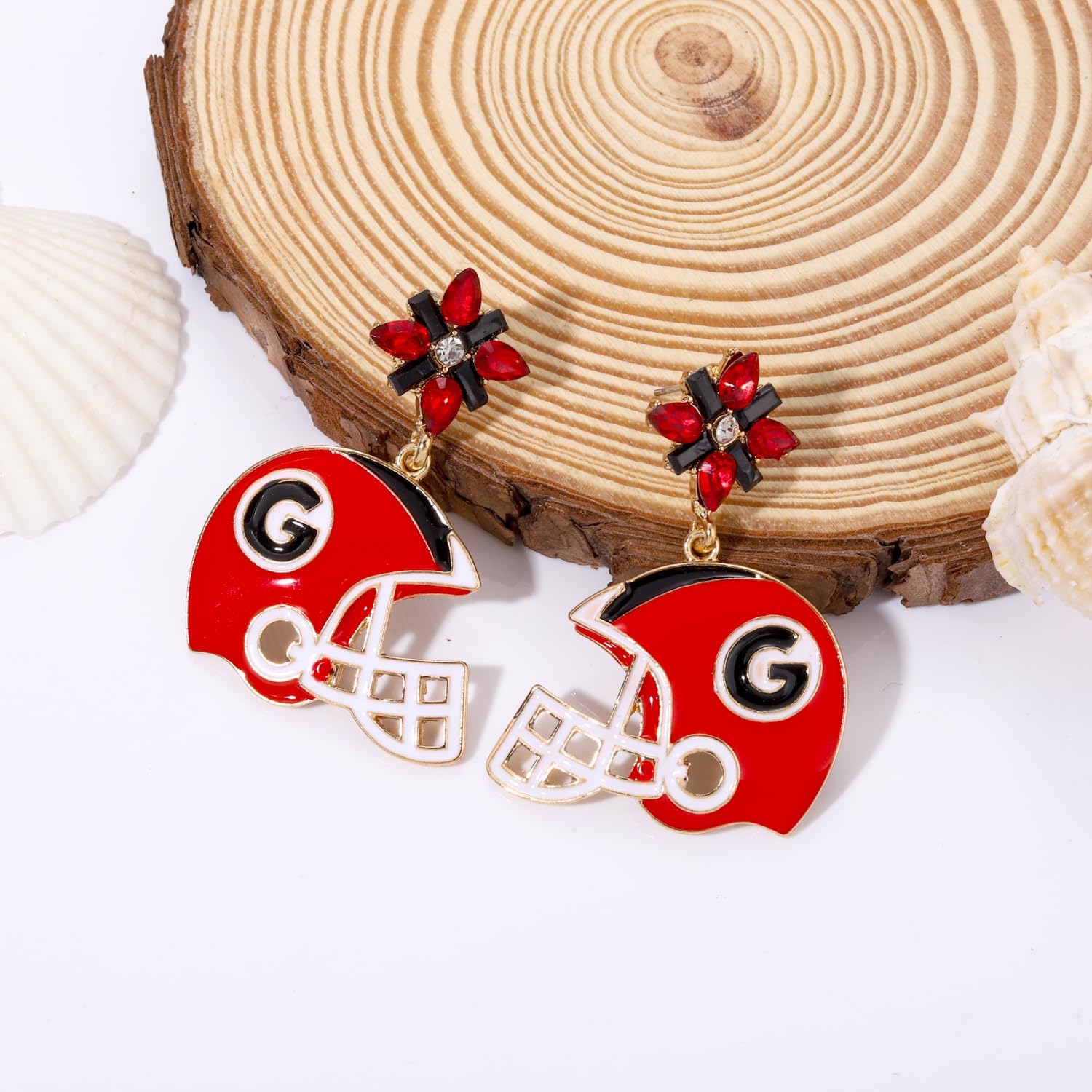 Football Earrings for Women Dangling Sparkle Rhinestone Crystal Football Helmet Dangle Drop Earrings Hypoallergenic Gameday Sports Team Dangly Earrings Statement College School Spirit Football Earrings Jewelry Game Day Outfits for Football Fans red helmet earrings G image 4 of 5 B0C9X1MHCZ