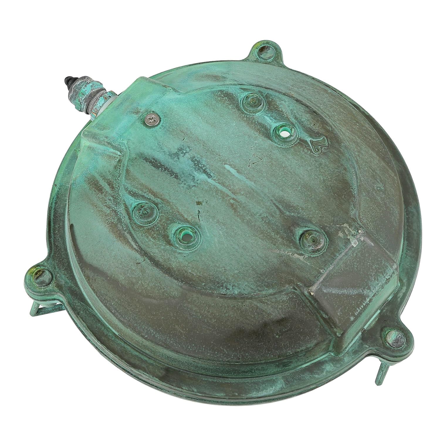 Licht-Erlebnisse Außenwandlampe Messing Glas in Grün Antik IP64 Terrasse Balkon Ø21 cm E27 Rustikal Maritim nostalgische Außenleuchte Garten SERIFOS