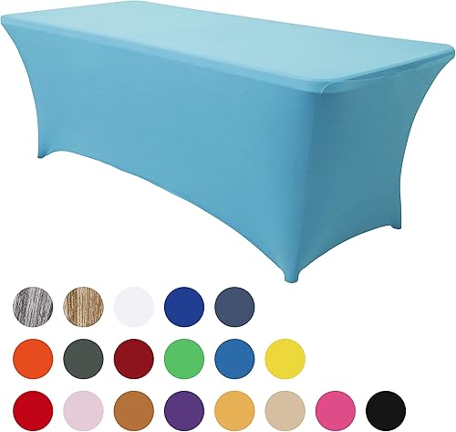 Miniatura 260 de Obstal Funda de mesa de elastano elástica de 4 pies para mesas plegables estándar, paquete de 2 manteles rectangulares universales ajustables