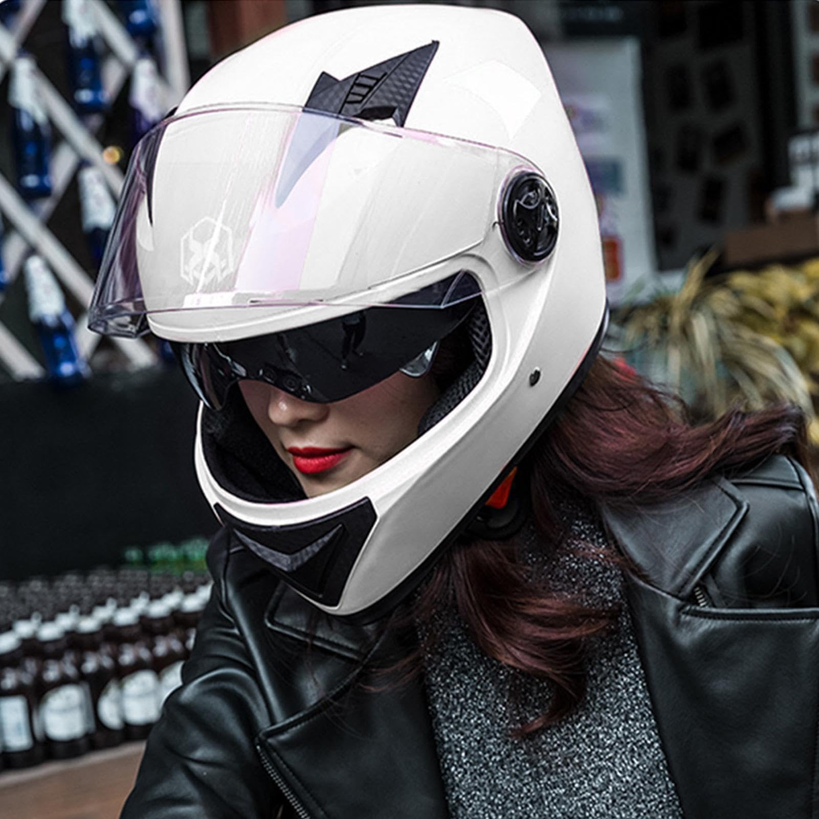 Integral-Motorradhelme | Motorrad-Integralhelme | Maximale Verkehrssicherheit | Robuster & Leiser Motorrad Helm - Kinn & Kopf Belüftung, Ratschenverschluss, Klares Visier