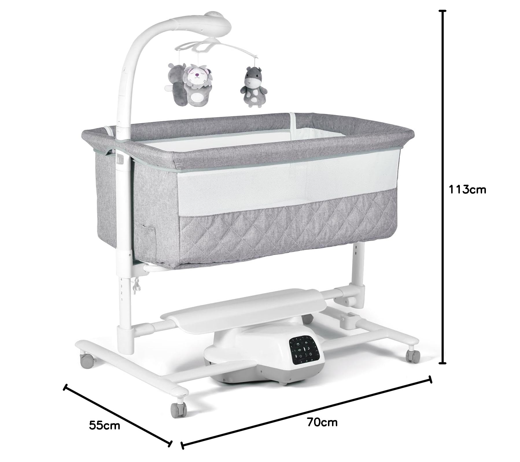 bebe2luxe Idream : Cuna Codo eléctrica con balancín automático para bebés (Gris)