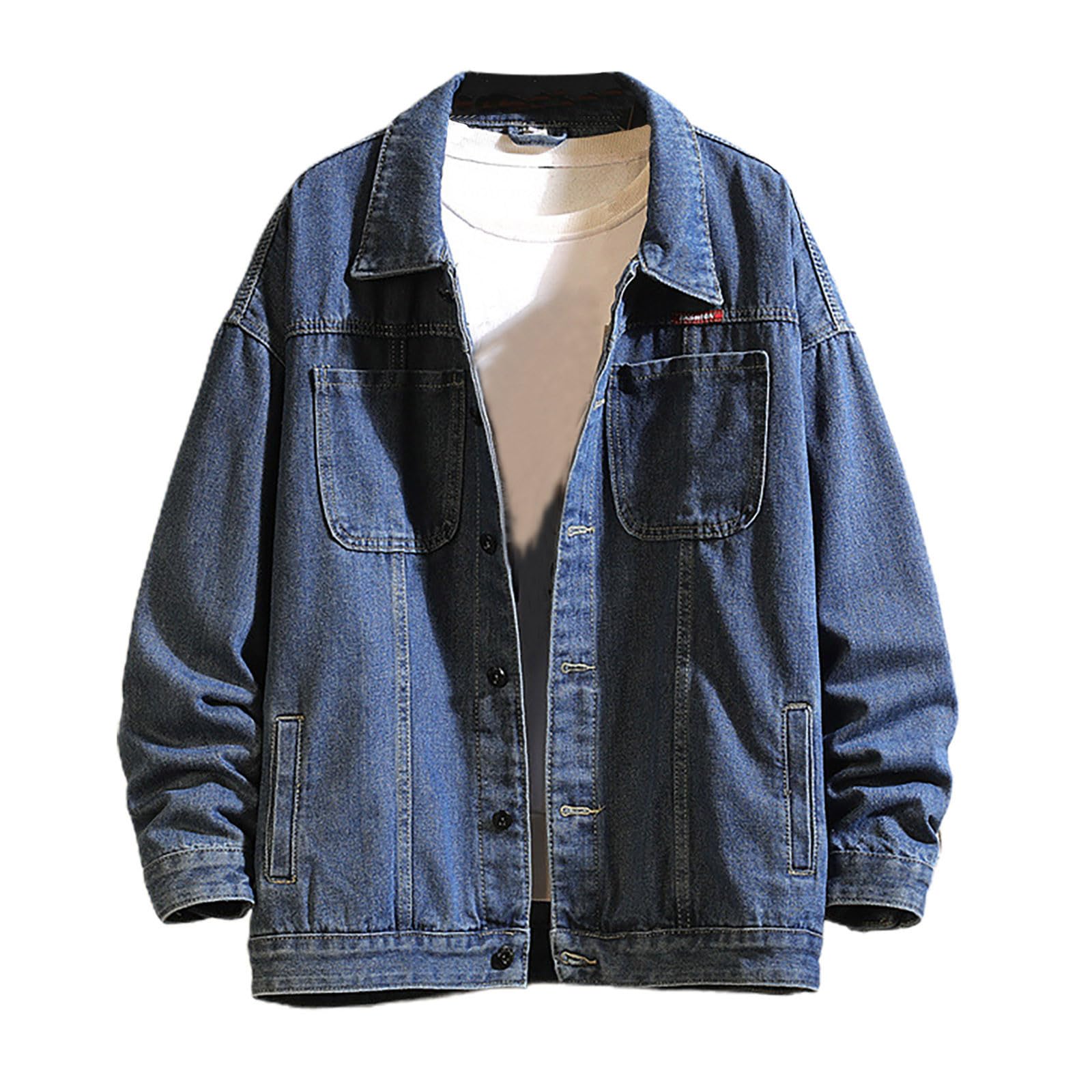 NUSGEAR Chaqueta de vaquera Hombre otoño Invierno Abrigo Chaqueta Moda Casual Top Moda Suelto botones Chaqueta de trabajo denim Cardigan mezclilla caliente sudadera outwear Informal Talla grande 2024
