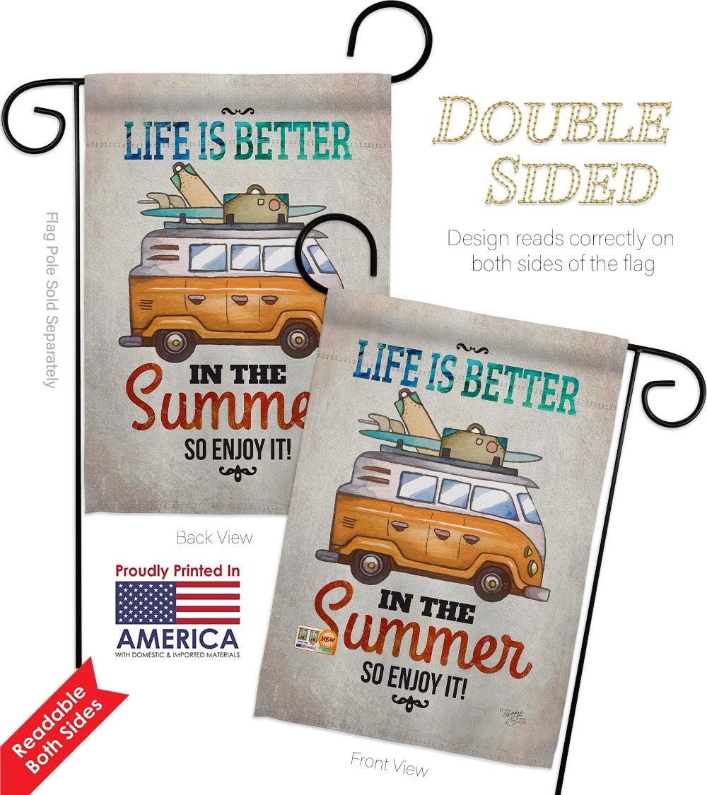Better in Summer Garden Flag Set Wall Holder Summertime Fun and Sun Beach Pool Luau Tropical Party Season Outdoor Sunny Small Decorative Gift Yard House Banner Double-Sided Made USA 13 X 18.5