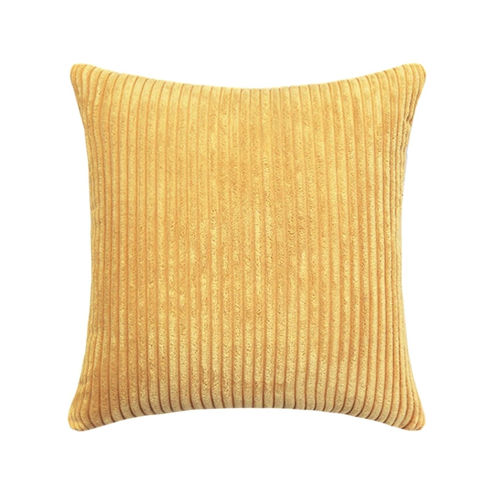 BFLCWSTD Cushion Covers Corduroy Striped Throw Pillow Cover Solid Color Cushion Home Decor(Yellow,50X70CM)