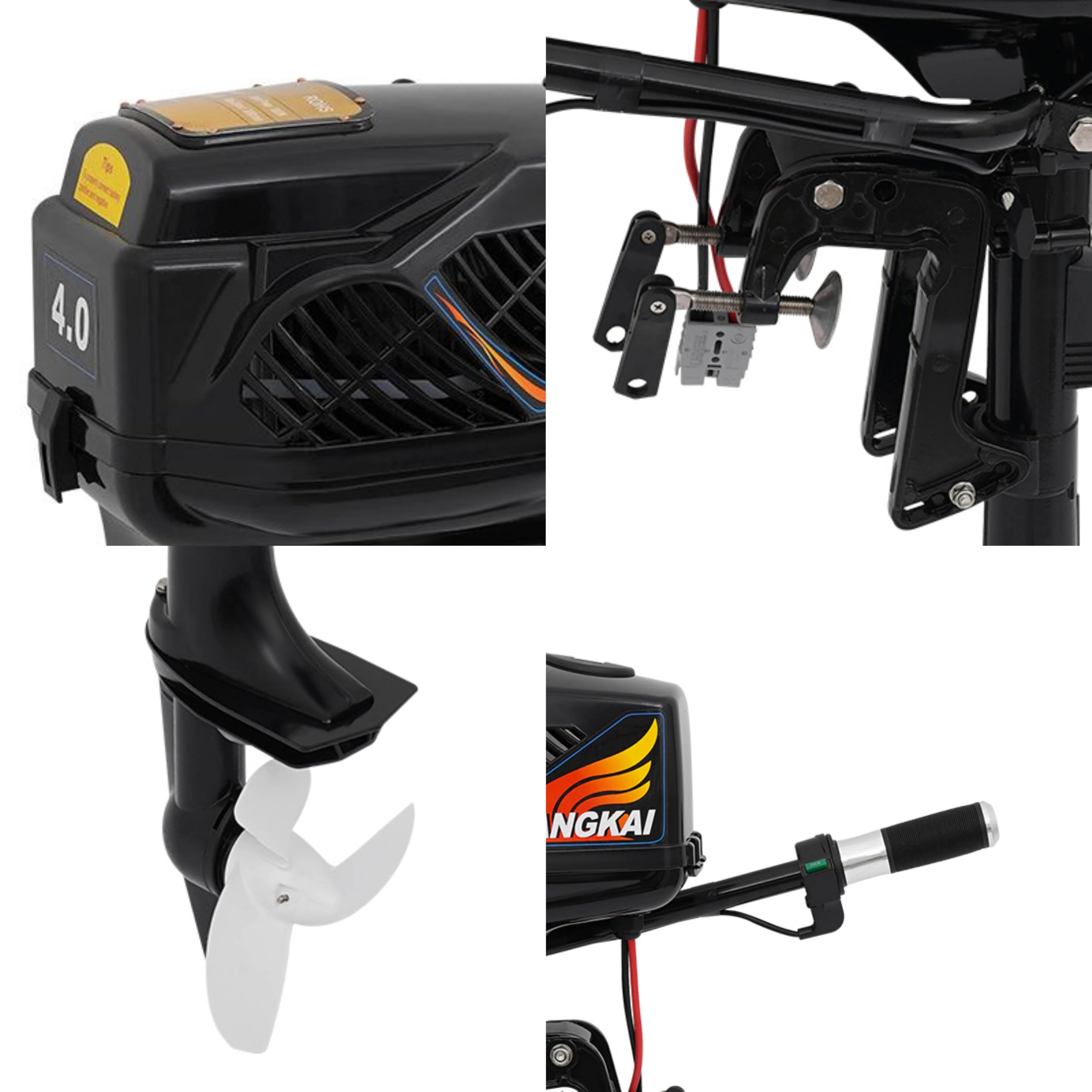 1000W 3000 U/min Elektro-Außenbordmotor mit Dreiflügelige Propeller, Stufenlos Einstellen Elektrischer Unterwasser-Außenbordmotor, Bootsmotor Trolling-Motor mit Anti-Wirbel-Platte für Schlauchboote