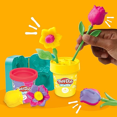 Miniatura 6 de Play-Doh Flower - Paquete de dos tulipanes, narcisos, girasol y margaritas, kit de manualidades para niños, regalos para niñas y niños