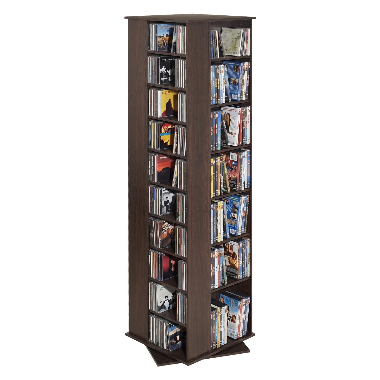Photo 1 of VEVOR Media Storage Cabinet, CD Rack Tower, 34 Compartments Rotating Media Tower Rack for CDs, DVDs, Books and Game Discs, DVD Stand for Living Room, Home Office and Recording Room, Brown