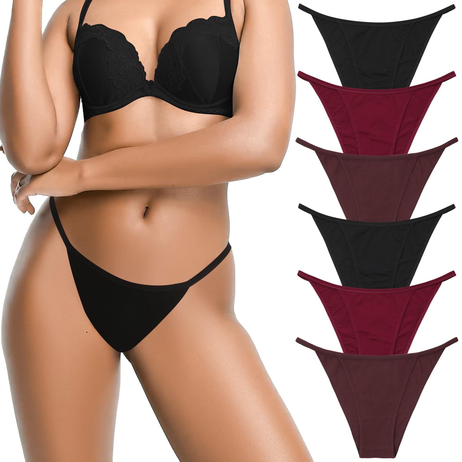 LEVAO Braguitas tipo bikini con tiras para mujer, algodón, ropa interior, tallas grandes, cintura baja, atrevidas, corte alto, elásticas