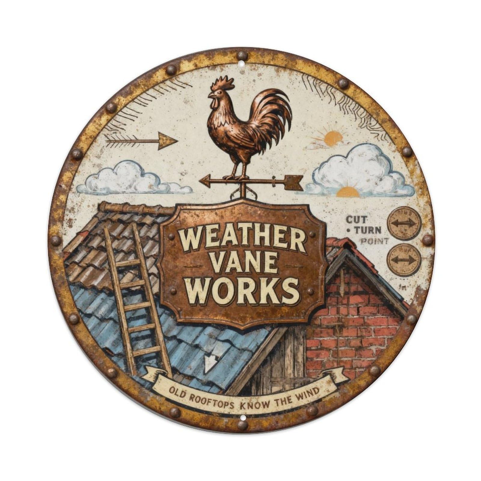 Weather Vane Works Sign Metal Tin Sign Plaque