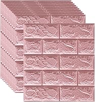 Vista 8 de Melairya Paneles de pared 3D para decoración de paredes interiores, paneles de pared con textura de espuma 3D, 20 piezas de papel tapiz autoadhesivo