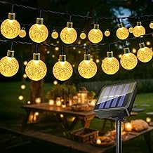 Solar Fairy Lights Outdoor Garden Waterproof, 60LED 11M/36ft Solar String Crystal Ball Lights, 8 Modes Indoor/Outdoor Decorative for Garden, Patio, Festival, Wedding, Christmas Decor(Warm White)