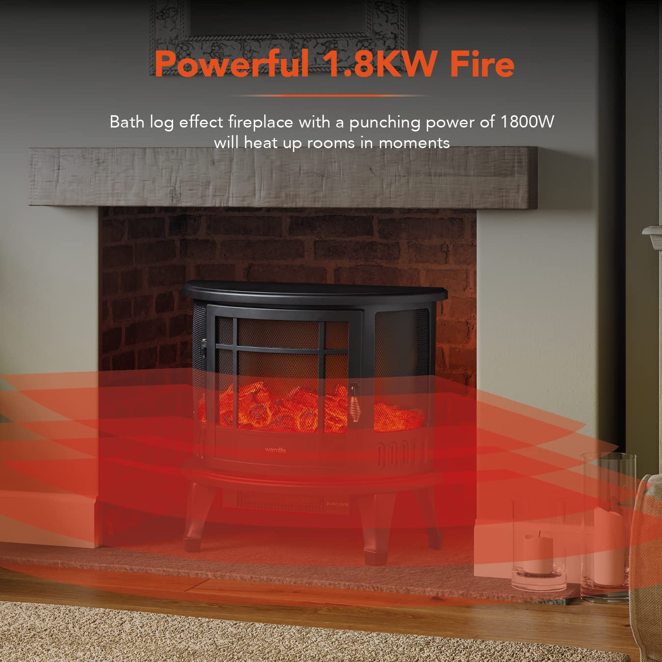 Warmlite WL46017 Bath Log Effect Fire with Adjustable Temperature and Flame  Controls, 1800W, Black : Amazon.co.uk: DIY u0026 Tools