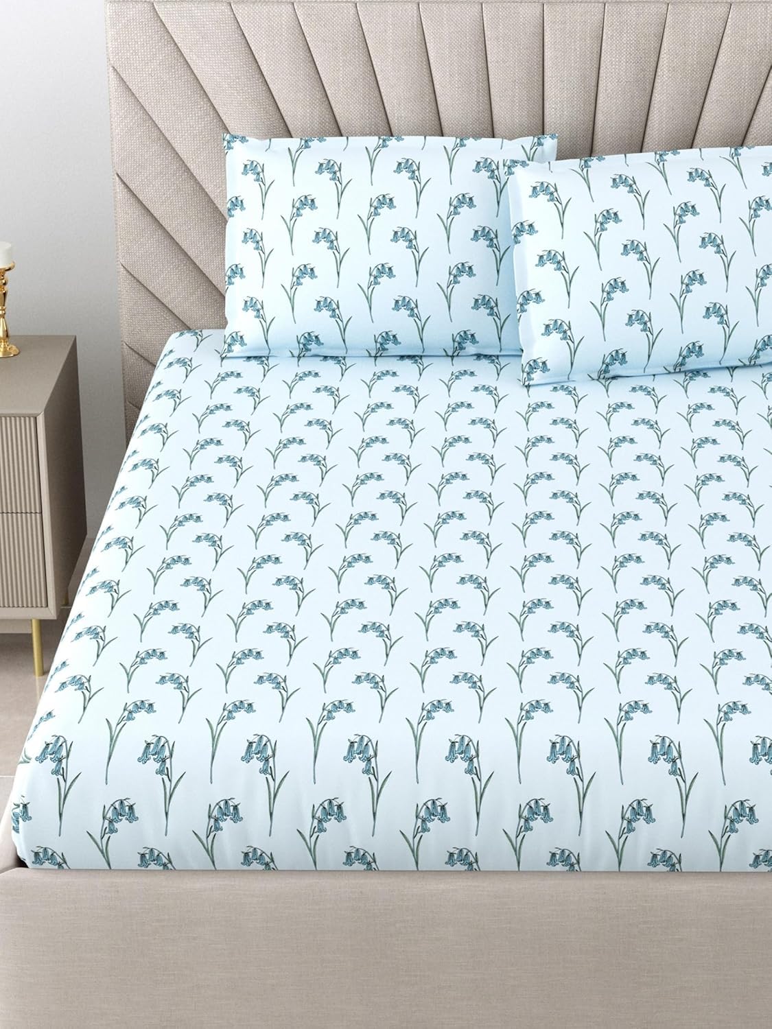 Bombay Dyeing King Size Bedsheet 100% Cotton 525B Floral Collection – Super Soft 180 TC Premium Fabric, 2 Pillow Covers Included (274 x 274 cm) - (7869-GREY)-image-7