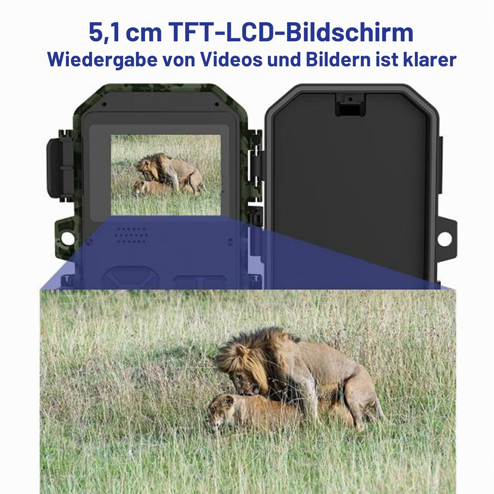 Wildkamera, 4K-Wildkamera mit Nachtsicht, Bewegungsaktivierte Jagdkamera mit 0,2-Sekunden-Auslöser, IP66 Wasserdicht, 120° Weitwinkel Zur Wildtierüberwachung