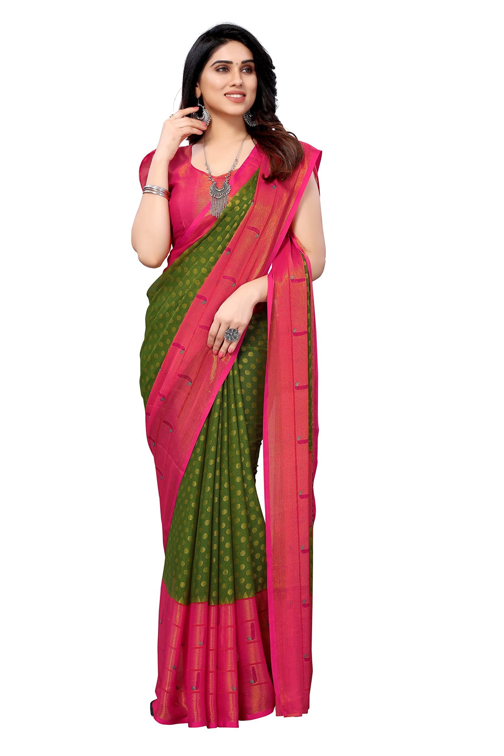 Winza Designer PS Brasso Padma_W Plain Chiffon sarees for women